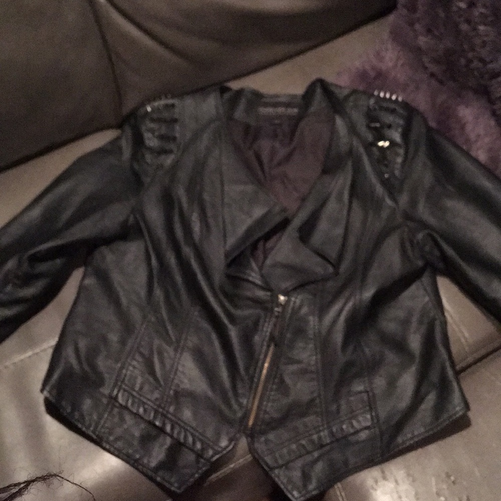 Faux Leather Studded Jacket